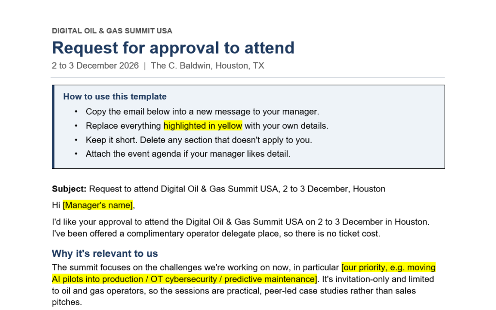 snippet of the convince your boss email template